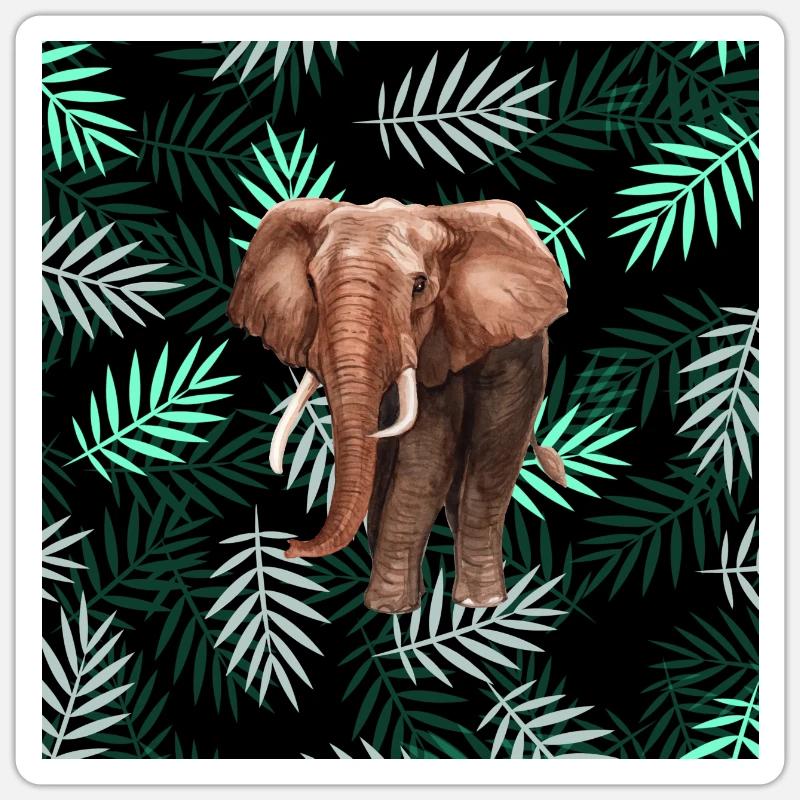 Palmen-Muster, Elefant Palm Pattern, Elephant Sticker size S (10 x 10 cm)
