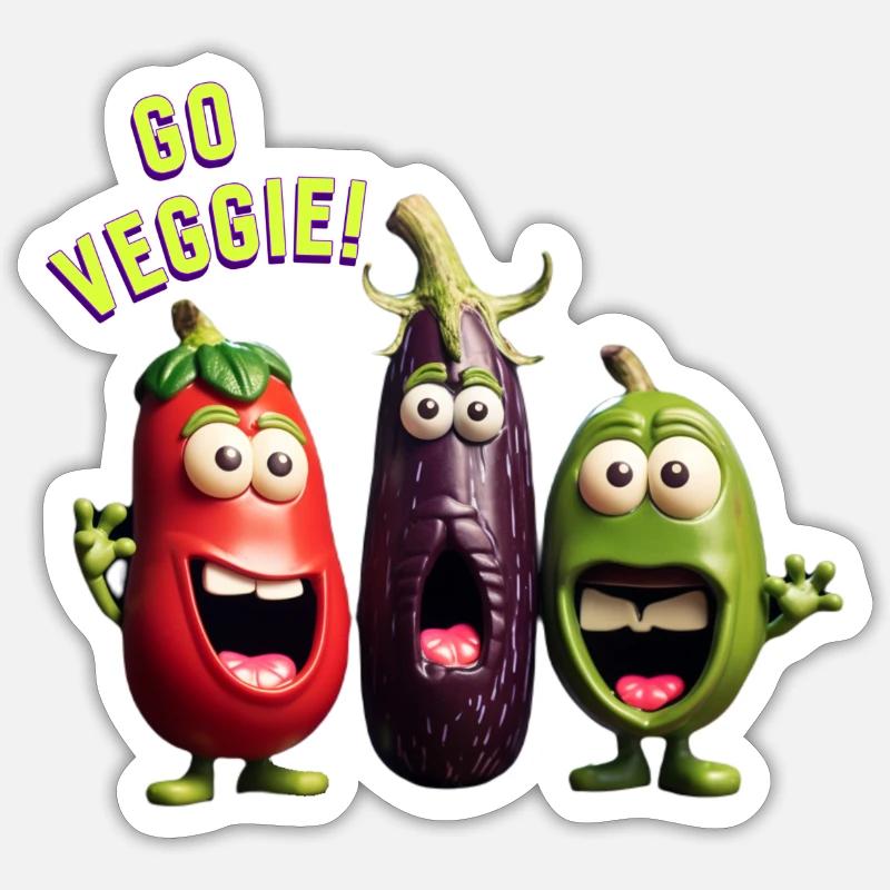 Go Veggie - Sticker Größe S (10 x 10 cm) - Mattweiß