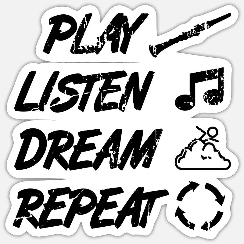 Technique de jeu de la clarinette - Sticker taille S (10 x 10 cm) - blanc mat