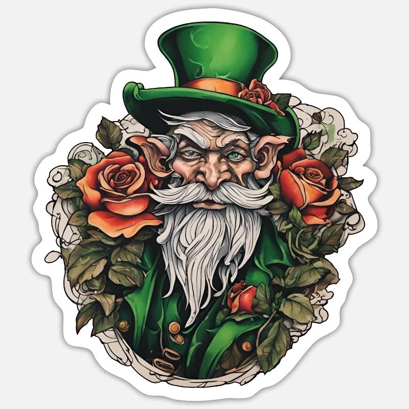 Leprechaun / Leprechaun / Vert / Gingembre / Irlande Sticker taille S (10 x 10 cm)