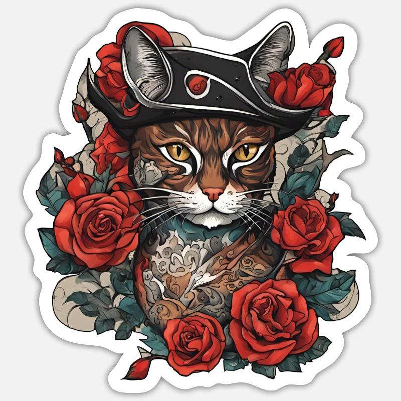 Chat - Sticker taille S (10 x 10 cm) - blanc mat