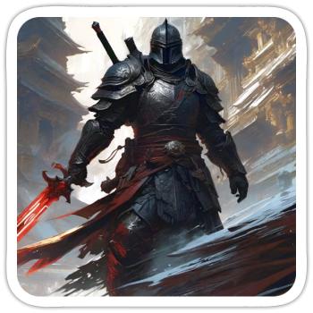 Dark Fantasy Warrior avec Heavy - Sticker taille S (10 x 10 cm) - blanc mat - Devant
