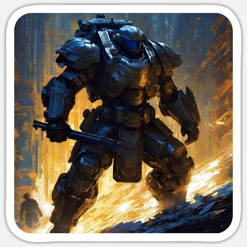 Dark Cyborg Android Warrior Sticker taille S (10 x 10 cm)