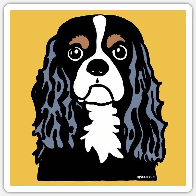 Cavalier King Charles Spaniel Doodle - Sticker taille S (10 x 10 cm) - blanc mat