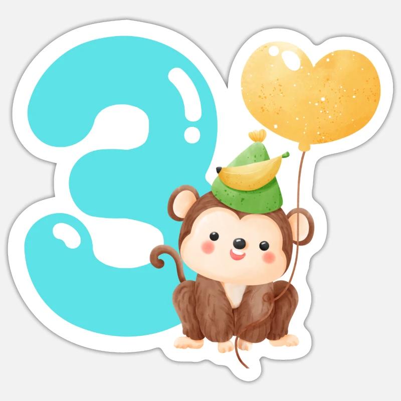 3rd birthday. three years gift Sticker size S (10 x 10 cm)