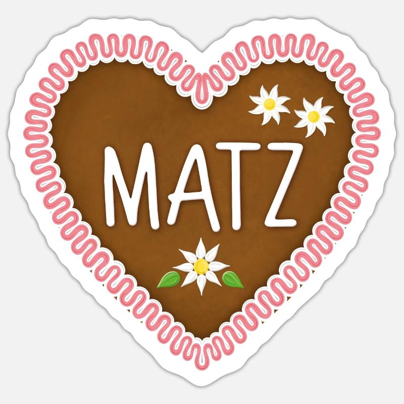 Matz Lebkuchenherz - Sticker Größe S (10 x 10 cm) - Mattweiß