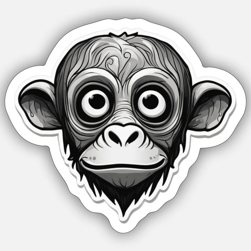 Affe - Sticker Größe S (10 x 10 cm) - Mattweiß