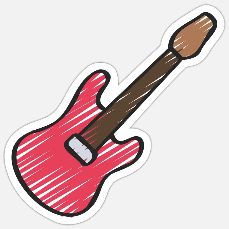Red Guitar - Sticker size S (10 x 10 cm) - white matte