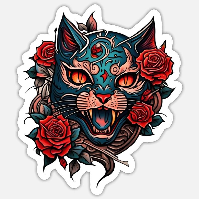 devilish cat Sticker size S (10 x 10 cm)