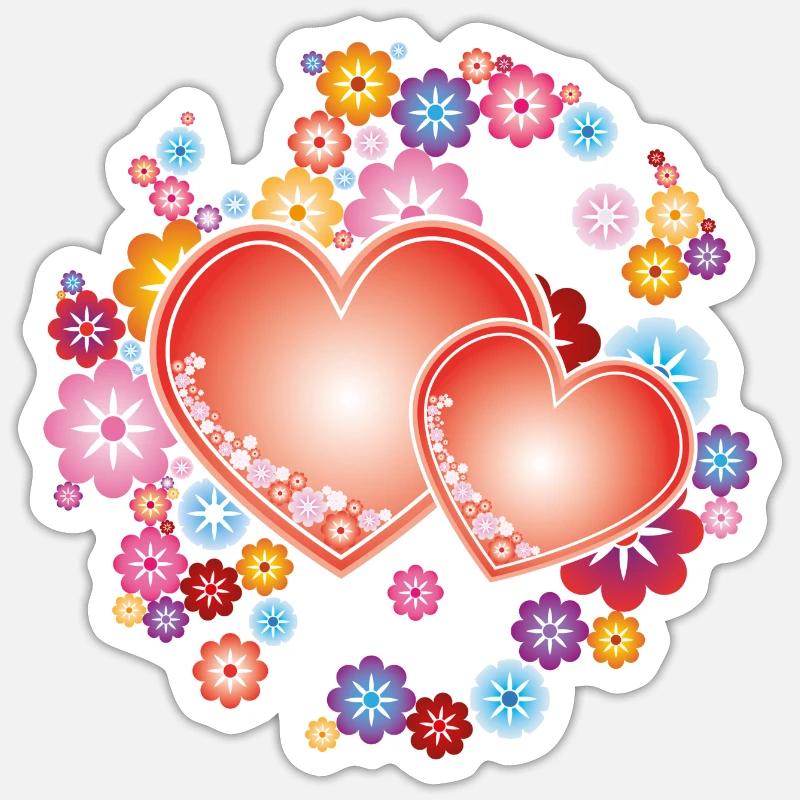 Zwei Herzen - Sticker Größe S (10 x 10 cm) - Mattweiß