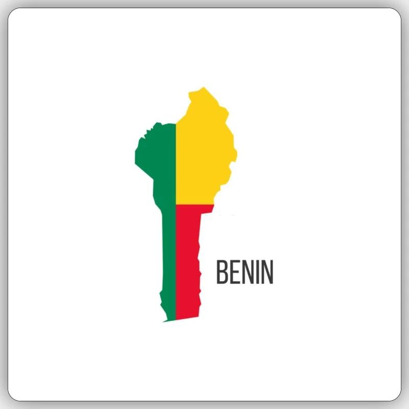 Benin Flag, Map - Sticker size S (10 x 10 cm) - white matte