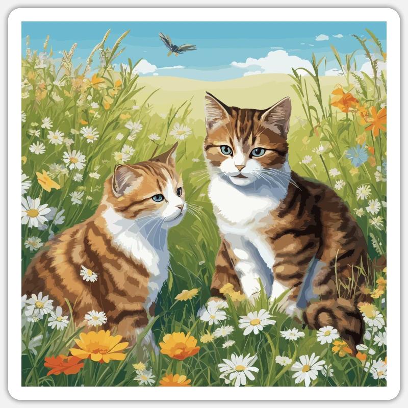 Pré à chats - Sticker taille S (10 x 10 cm) - blanc mat