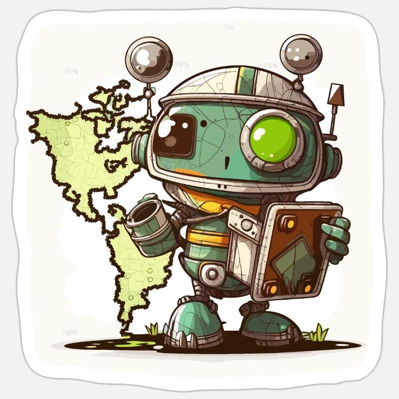 Robot Adventurer - Sticker size S (10 x 10 cm) - white matte