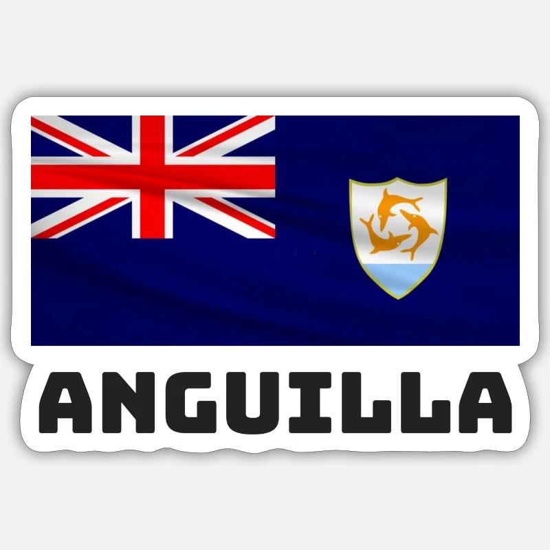 Drapeau d’Anguila - Sticker taille S (10 x 10 cm) - blanc mat
