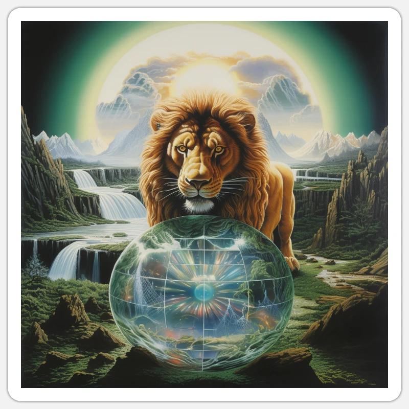 Lion Divination - Sticker taille S (10 x 10 cm) - blanc mat