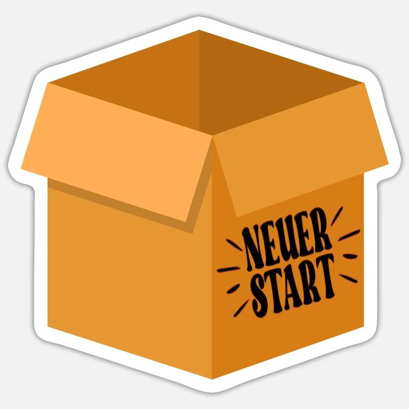 NEUER START - ABSCHIEDSGESCHENKE KARTON - Sticker Größe S (10 x 10 cm) - Mattweiß
