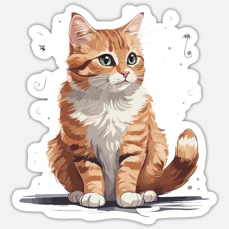 Mignon chat rouge - Sticker taille S (10 x 10 cm) - blanc mat