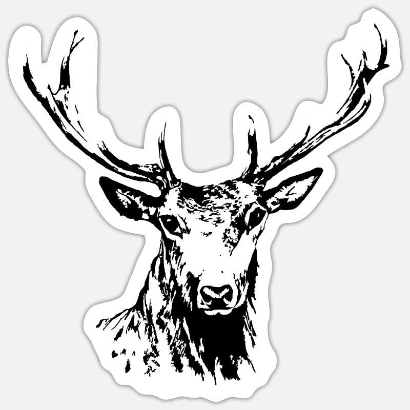 Cerf - Sticker taille S (10 x 10 cm) - blanc mat