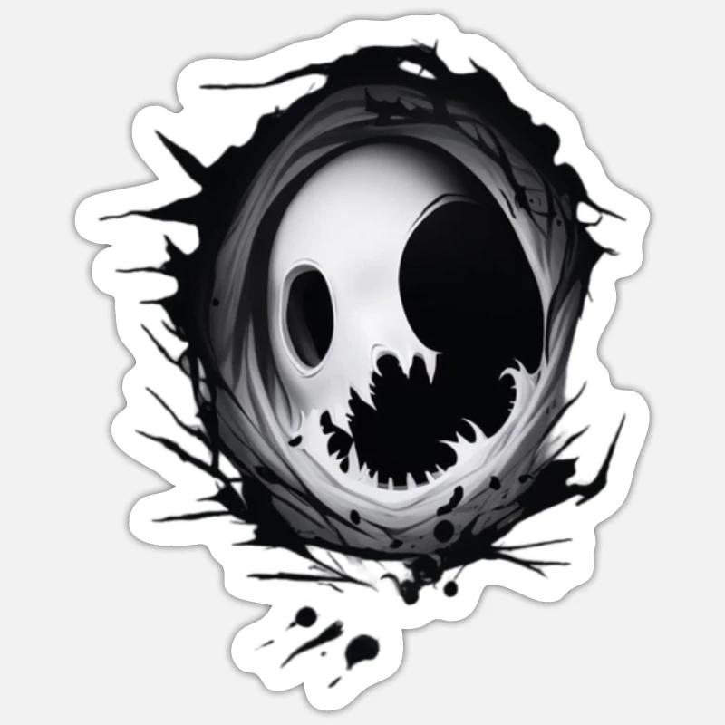 ghost emerging from a hole - Sticker taille S (10 x 10 cm) - blanc mat