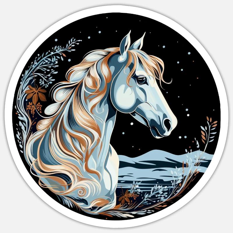 Pferd Winter - Sticker Größe S (10 x 10 cm) - Mattweiß