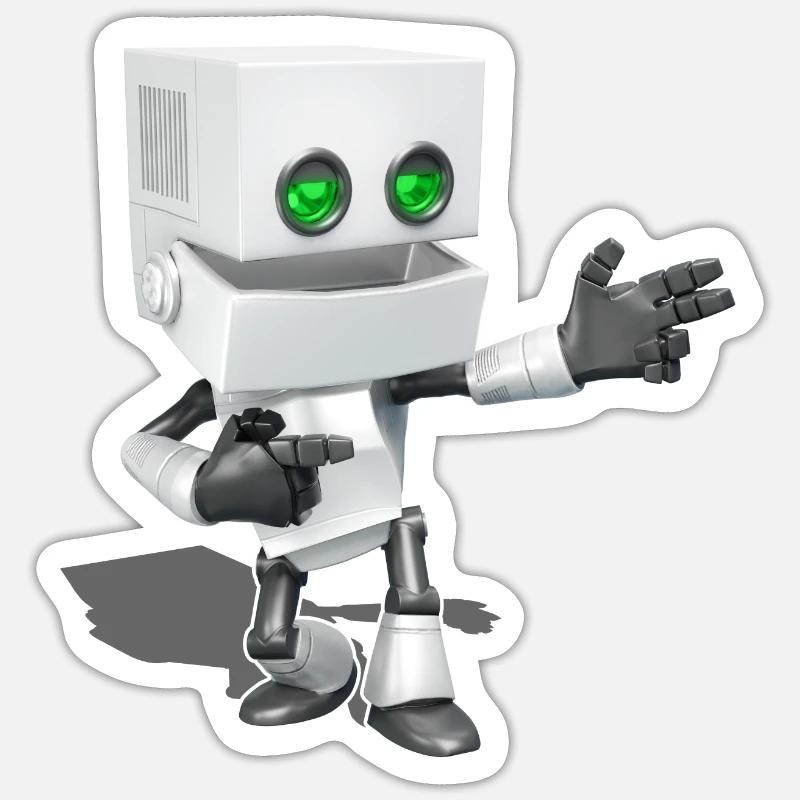 Chibi Robot - Sticker taille S (10 x 10 cm) - blanc mat