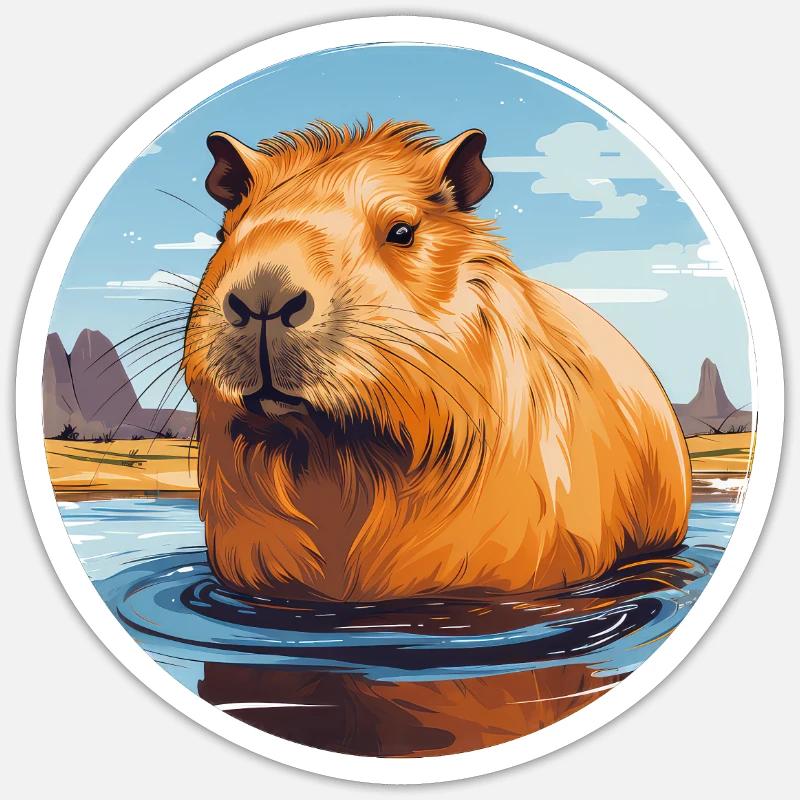 Capybara - Sticker taille S (10 x 10 cm) - blanc mat