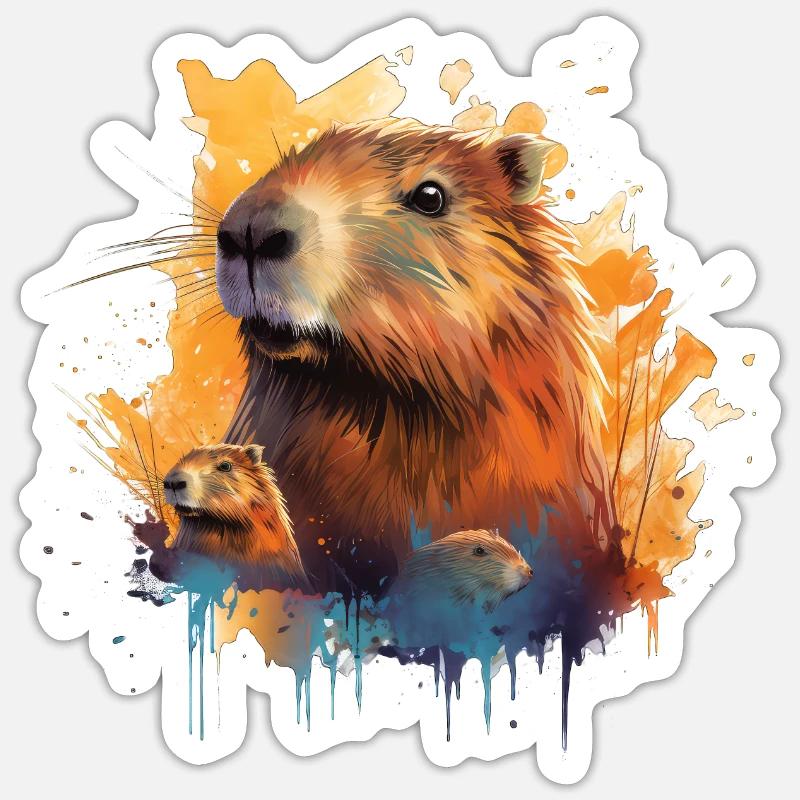 Capybara - Sticker Größe S (10 x 10 cm) - Mattweiß