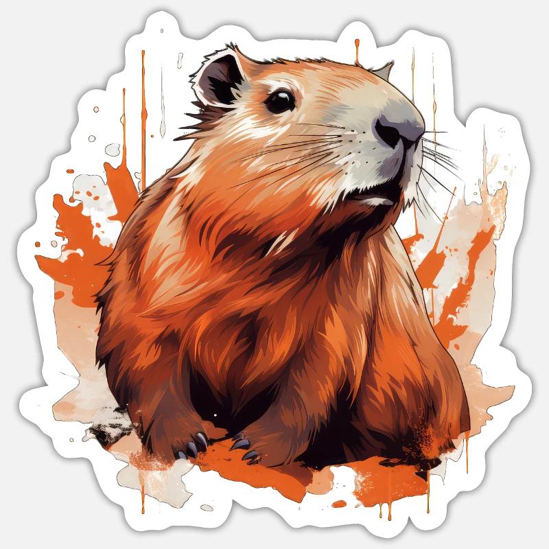 Capybara - Sticker Größe S (10 x 10 cm) - Mattweiß
