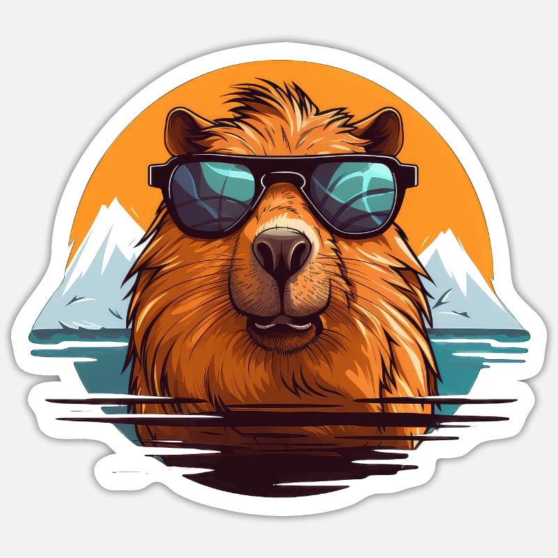 Capybara - Sticker taille S (10 x 10 cm) - blanc mat