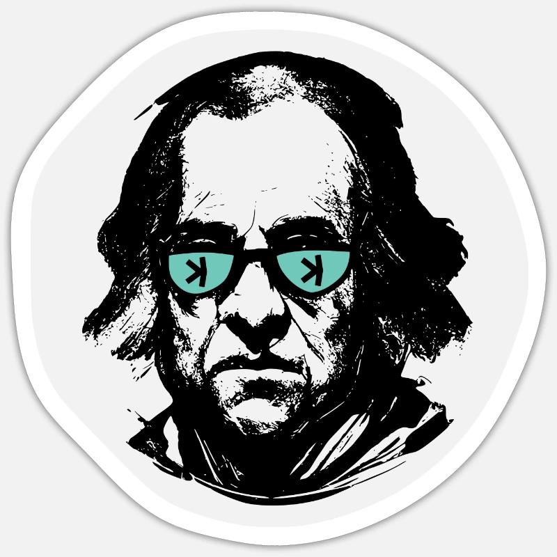KAS Kaspa Glasses Benjamin Franklin Crypto Sticker size S (10 x 10 cm)