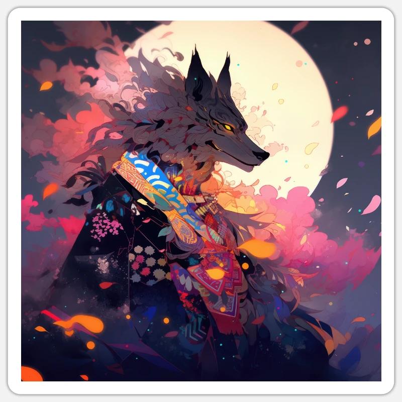 fire wolf Sticker Größe S (10 x 10 cm)