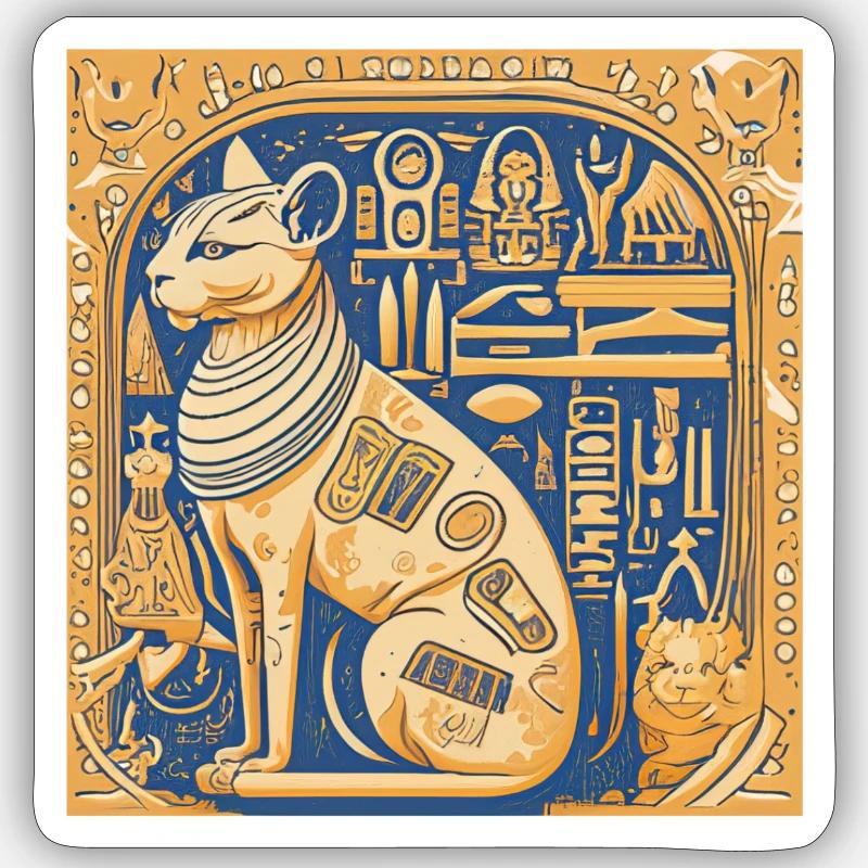 Egypy cat board - Sticker size S (10 x 10 cm) - white matte