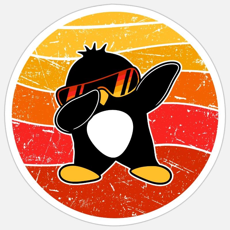 Drôle Dabbing Penguin Cool Dab Dance Dance Pose - Sticker taille S (10 x 10 cm) - blanc mat
