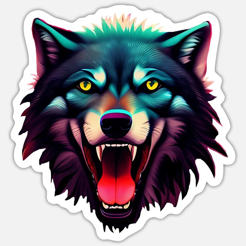 Loup - Sticker taille S (10 x 10 cm) - blanc mat