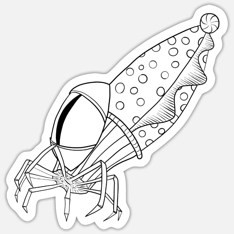 SquidMonsterW - Sticker taille S (10 x 10 cm) - blanc mat