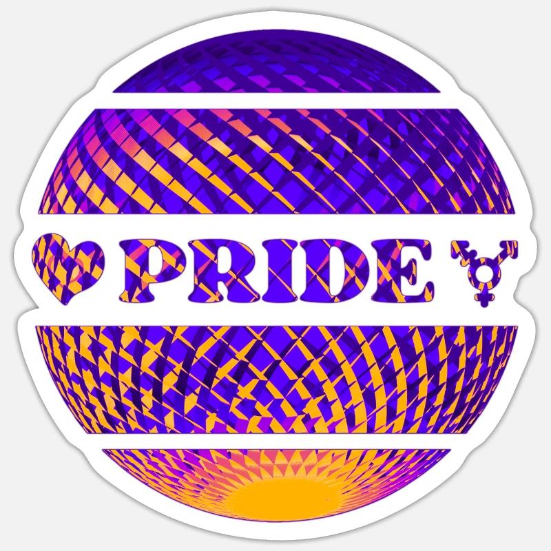 Pride bunte Diskokugel - Sticker Größe S (10 x 10 cm) - Mattweiß