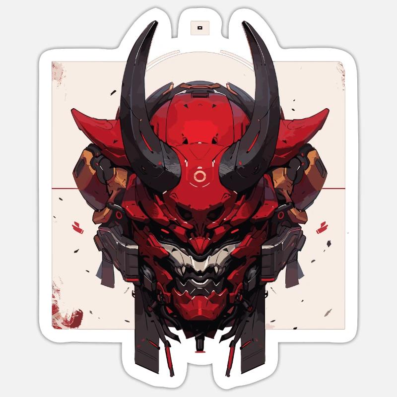 Red Devil Futuristic Samurai Warrior Sticker size S (10 x 10 cm)