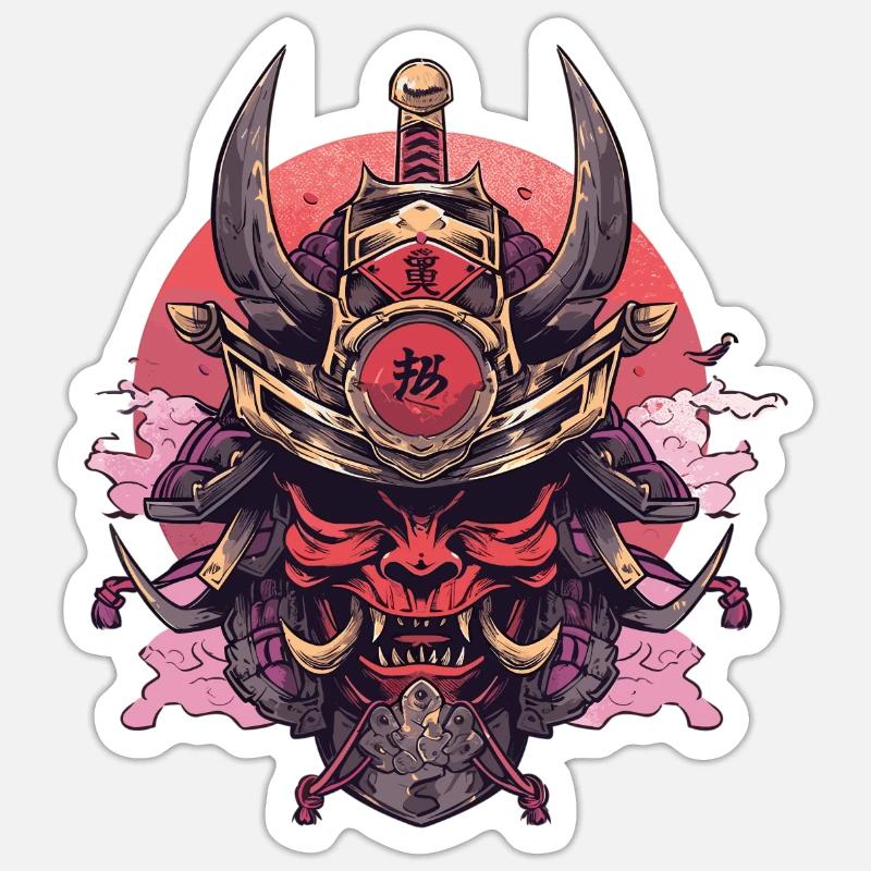 Uralter Samurai-Krieger Sticker Größe S (10 x 10 cm)