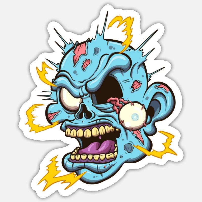 Electrocuted Zombie Head - Sticker size S (10 x 10 cm) - white matte