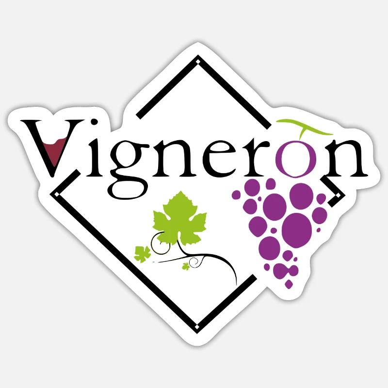 Vigneron - Sticker taille S (10 x 10 cm) - blanc mat