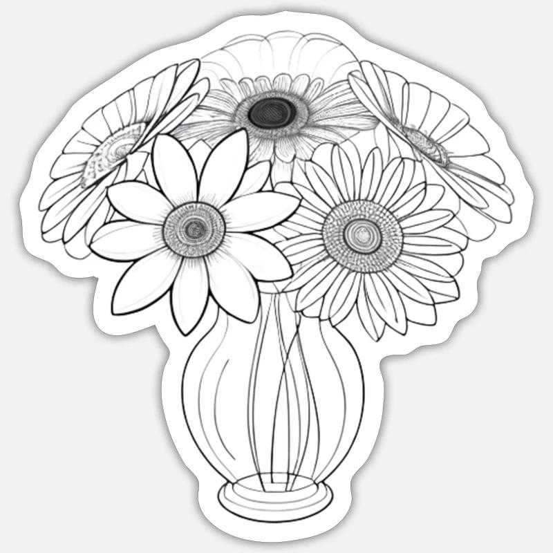 Simple Design fleur SW - Sticker taille S (10 x 10 cm) - blanc mat