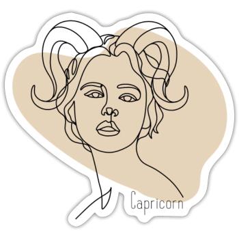 Signe du zodiaque « Capricorne » Capricorne - Sticker taille S (10 x 10 cm) - blanc mat - Devant