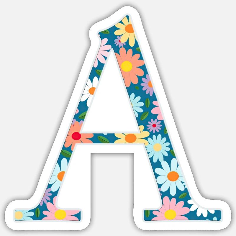 Personalisierbar Monogramm A Blumenmuster - Sticker Größe S (10 x 10 cm) - Mattweiß