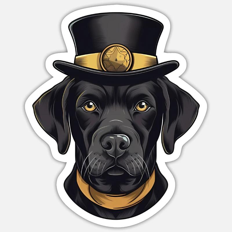 Labrador hat chic - Sticker taille S (10 x 10 cm) - blanc mat