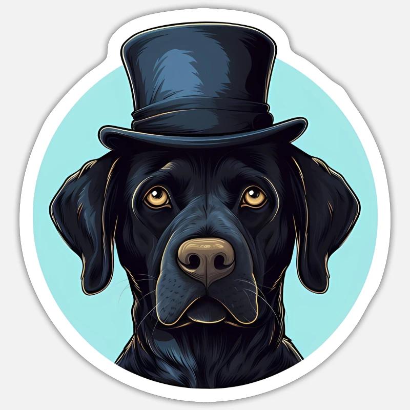 Labrador hat chic - Sticker taille S (10 x 10 cm) - blanc mat