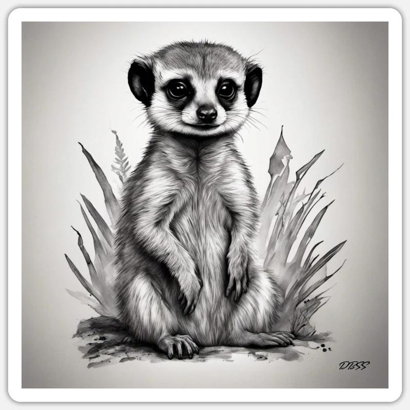 Suricate de bébé Sticker taille S (10 x 10 cm)