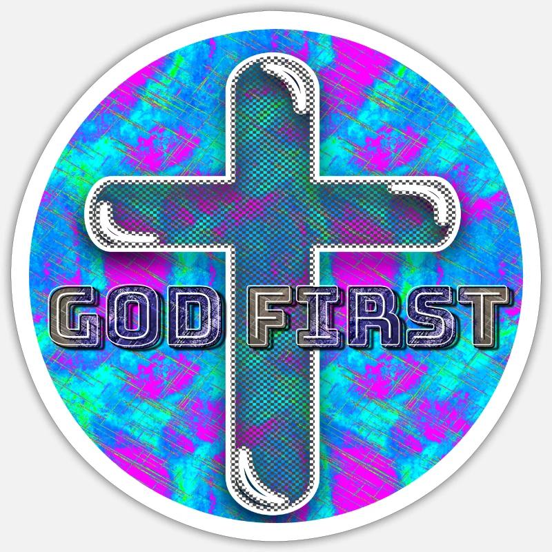 God First (Eins) - Sticker størrelse S (10 x 10 cm) - mat hvid