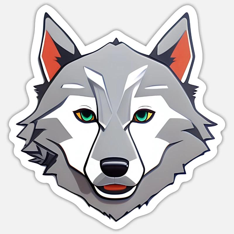 Loup - Sticker taille S (10 x 10 cm) - blanc mat