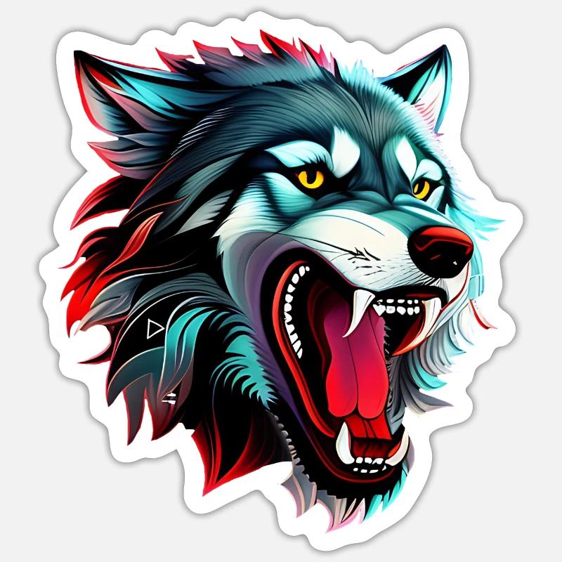 loup - Sticker taille S (10 x 10 cm) - blanc mat