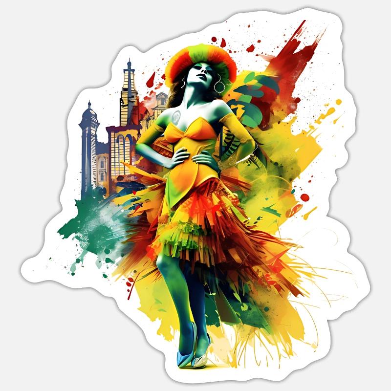Le Carnaval de Rio est connu dans le monde entier - Sticker taille S (10 x 10 cm) - blanc mat